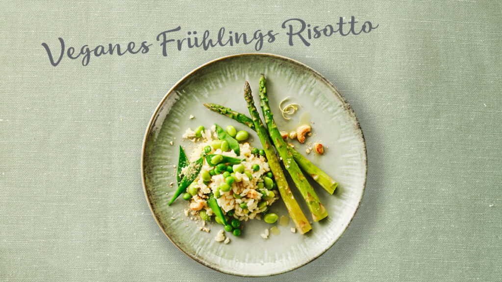 Vegan spring risotto with green vegetables - Byodo
