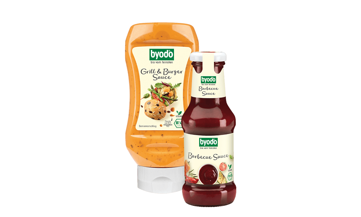 Byodo Grill & Burger Sauce und Barbecue Sauce auf transparentem Hintergrund