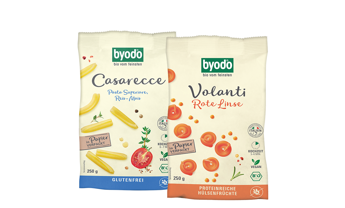 Byodo glutenfreie Pasta auf transparentem Hintergrund
