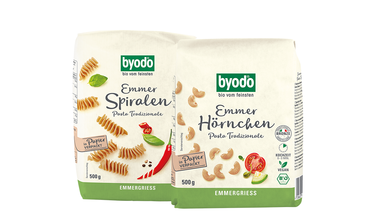 Byodo Emmer Pasta auf transparentem Hintergrund