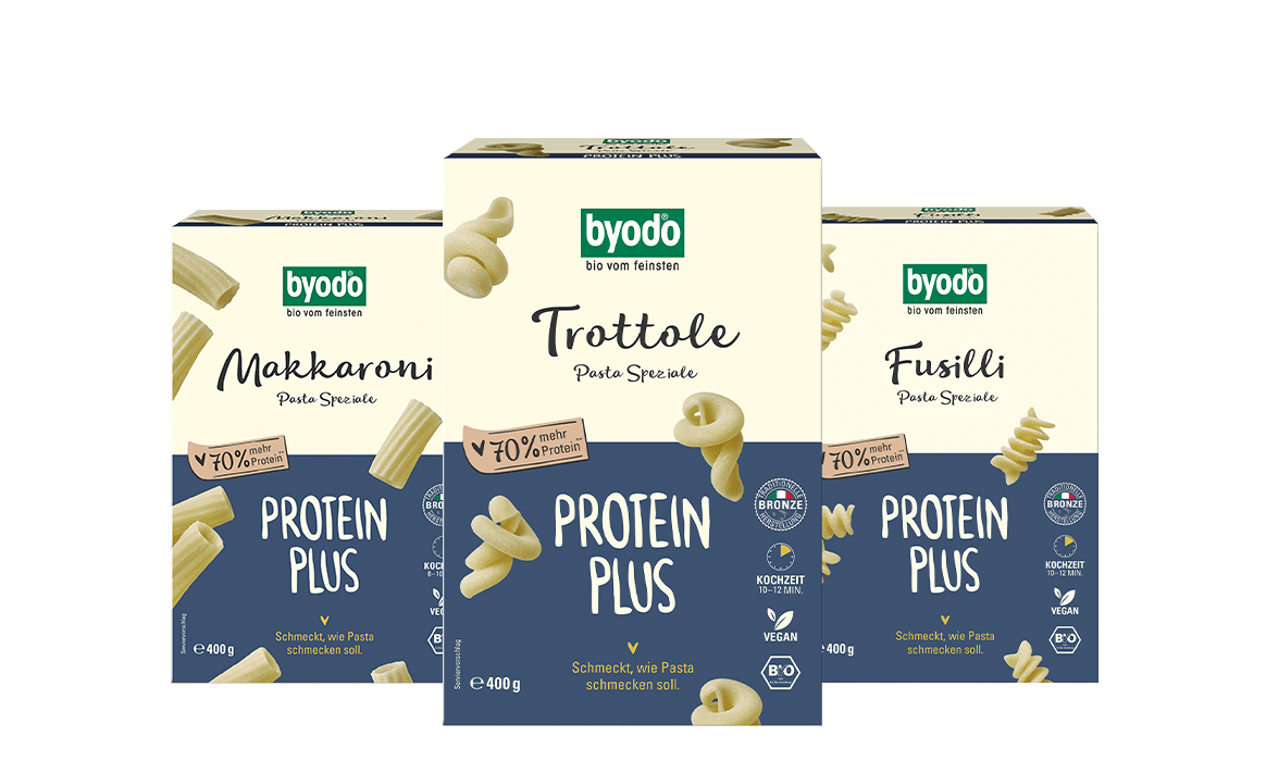 Byodo Protein PLUS Pasta auf transparentem Hintergrund
